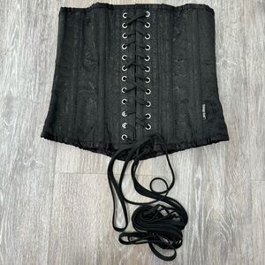 Vintage Goth London Lace Up Black Corset Size M Medium (24)